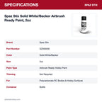 Spaz Stix Solid White/Backer Airbrush Ready Paint, 2oz specifications