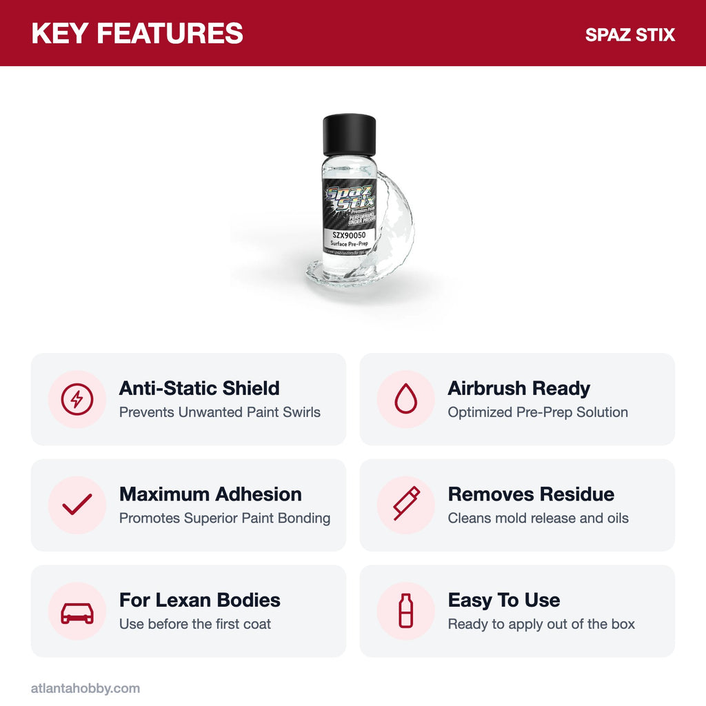 Spaz Stix Surface Pre-Prep for Airbrush, 2oz key features