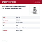 Spaz Stix Translucent Black Window Tint Airbrush Ready Paint, 2oz specifications