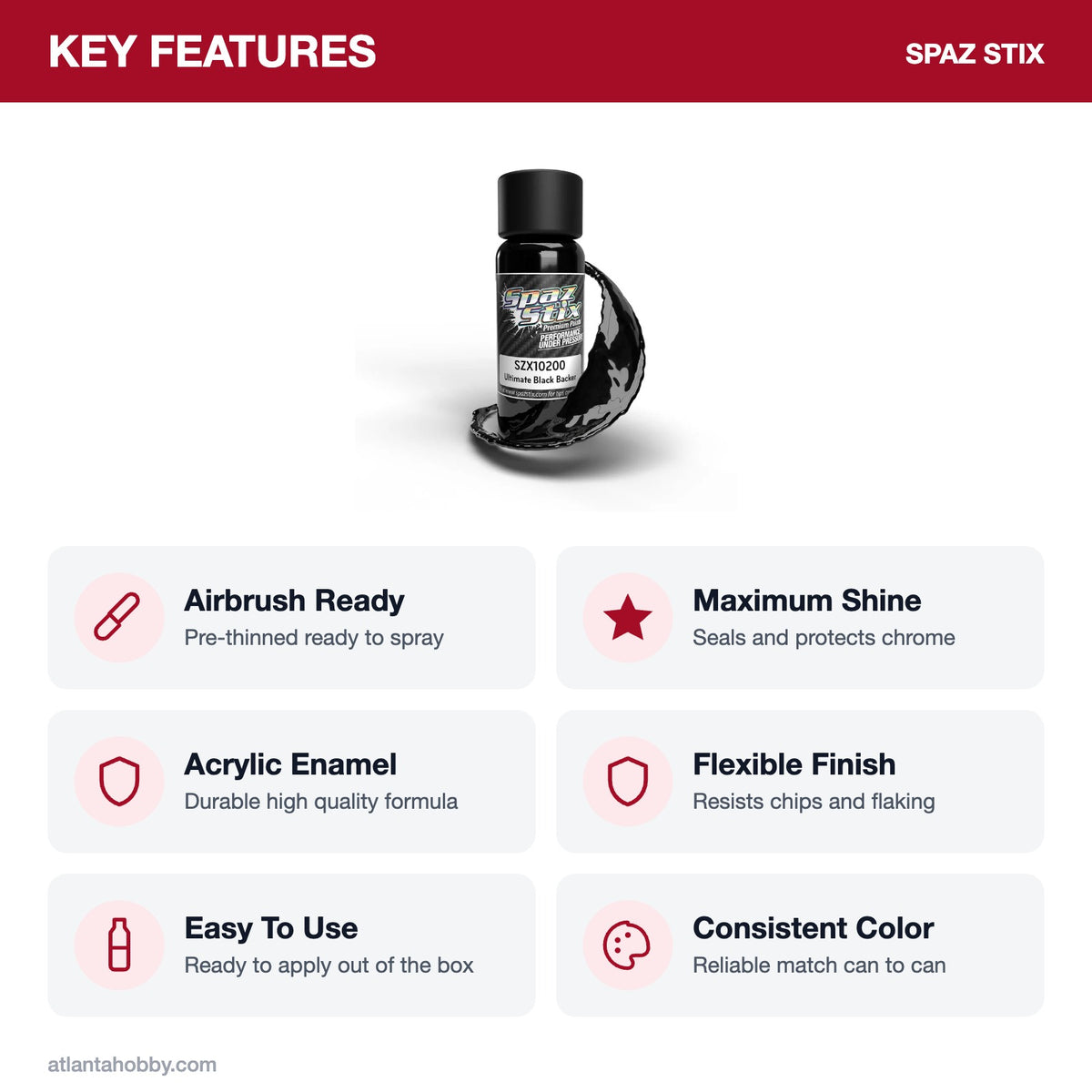 Spaz Stix Ultimate Black Backer for Mirror Chrome Airbrush Ready Paint, 2oz key features
