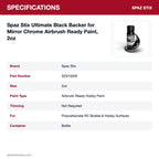 Spaz Stix Ultimate Black Backer for Mirror Chrome Airbrush Ready Paint, 2oz specifications