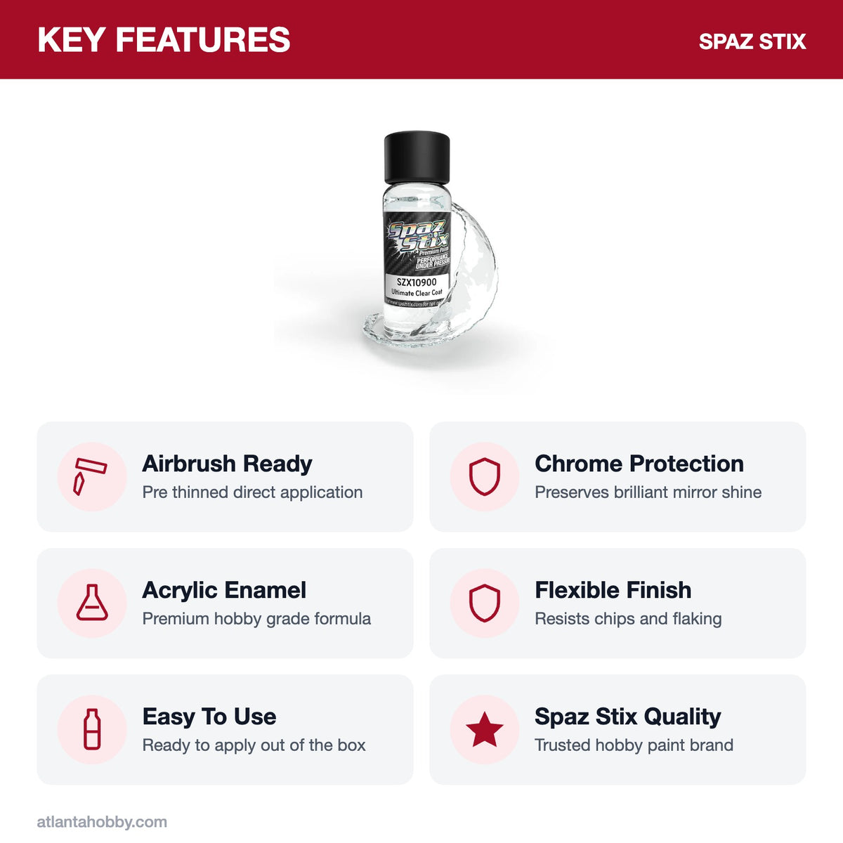 Spaz Stix Ultimate Clear Coat for Mirror Chrome Airbrush Ready Paint, 2oz key features