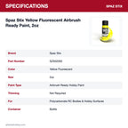 Spaz Stix Yellow Fluorescent Airbrush Ready Paint, 2oz specifications
