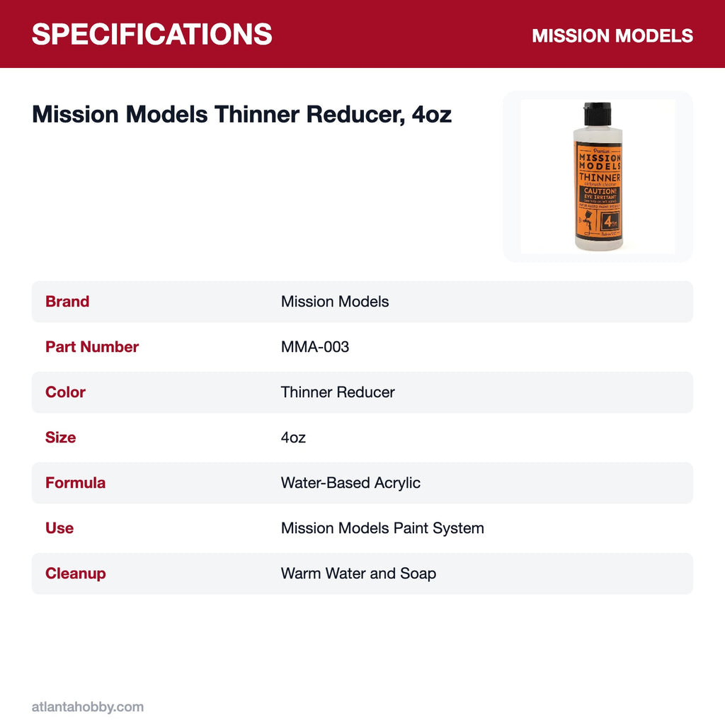 Mission Models Thinner Reducer, 4oz specifications