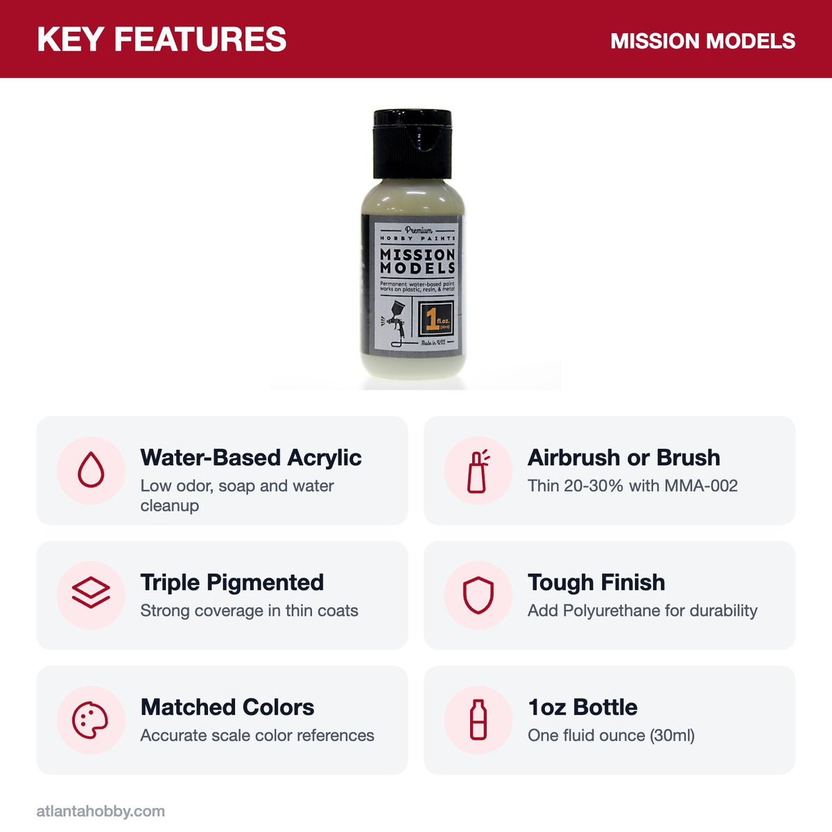 Mission Models Dunkelgelb RAL 7028 Acrylic Model Paint, 1oz key features