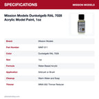 Mission Models Dunkelgelb RAL 7028 Acrylic Model Paint, 1oz specifications