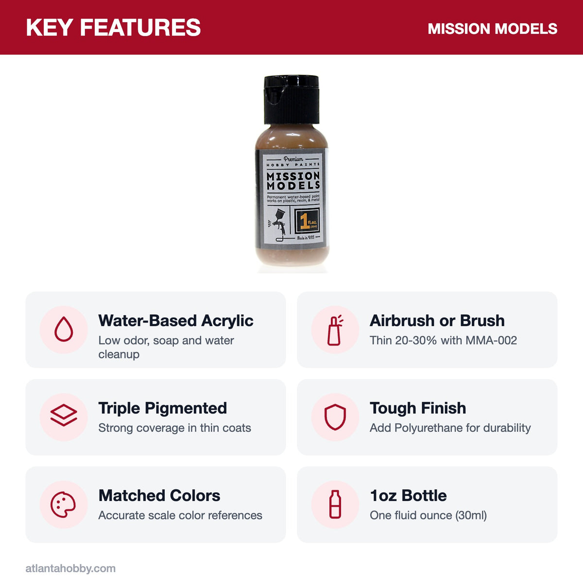 Mission Models Russian 6K FS 30117 Acrylic Model Paint, 1oz key features