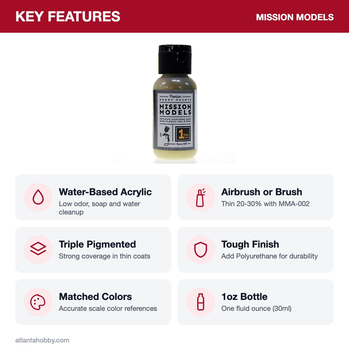 Mission Models RAF Middle Stone Acrylic Model Paint, 1oz key features