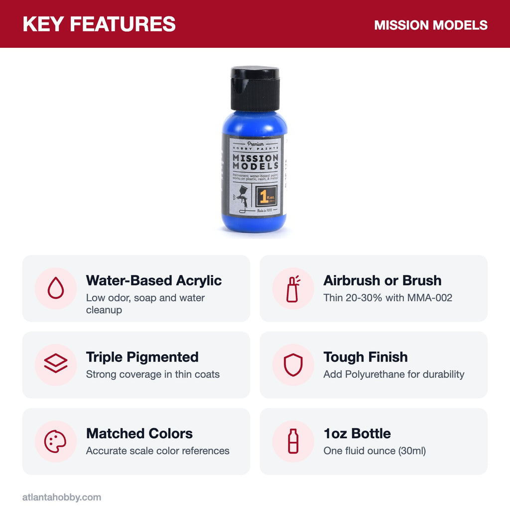 Mission Models French Blue Acrylic Model Paint, 1oz key features
