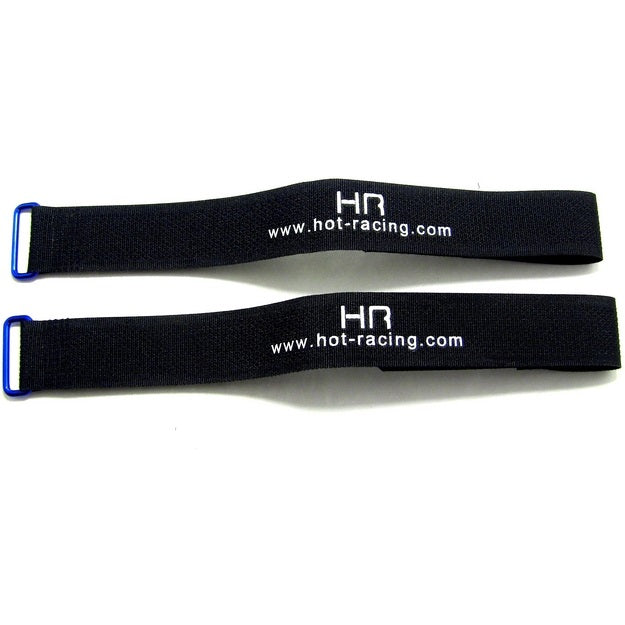 Hot Racing hook and loop battery strap with blue steel buckle, HRABVS27X06