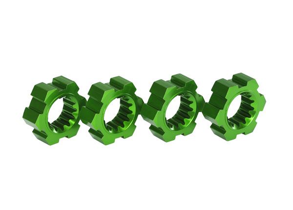 Traxxas 24 mm Green Aluminum Splined Hex Wheel Hubs 7756G, set of four hubs
