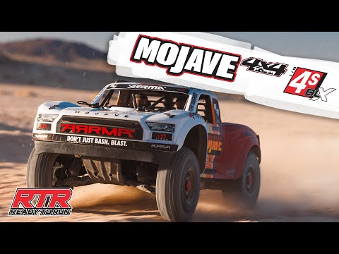 ARRMA 1/8 Mojave 4S 4WD BLX Desert Truck, White/Red (Requires Battery & Charger) (ARA4404T1)