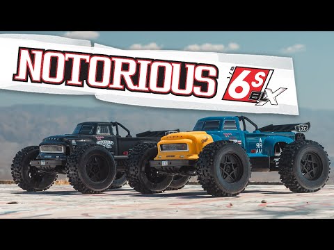 ARRMA 1/8 Notorious 6S, 4WD, BLX V6 Stunt Truck (Requires battery & charger): Blue (ARA8611V6T2)