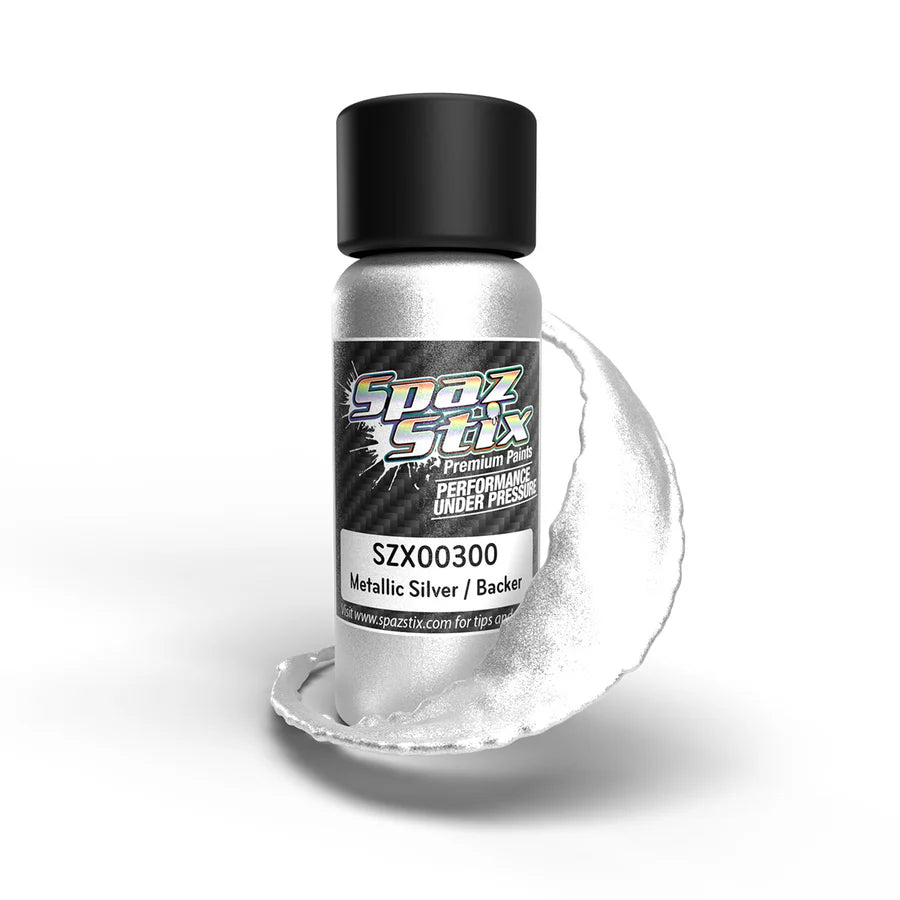 Spaz Stix Metallic Silver/Candy Backer Airbrush Ready Paint, 2oz product photo