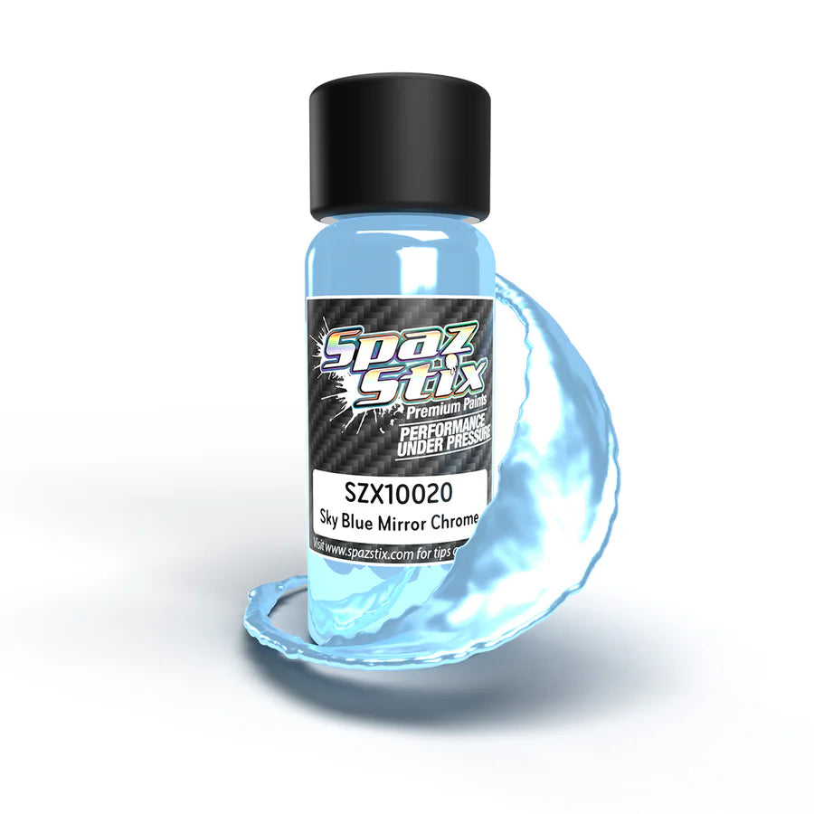 Spaz Stix Sky Blue Mirror Chrome Airbrush Ready Paint, 2oz product photo