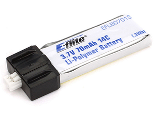 E-flite 70mAh 1S 3.7V 14C LiPo Battery: PH 1.25 (Ultra Micro) (EFLB0701S)