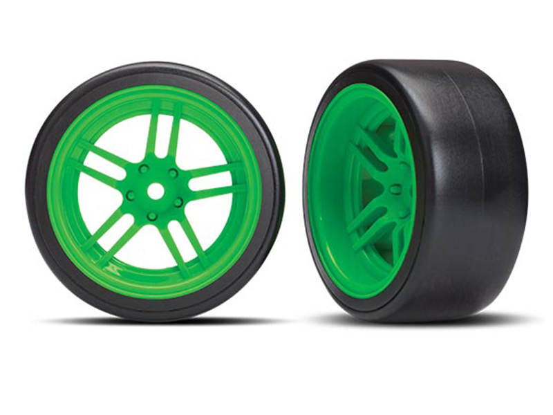 Drift Tires w/Green Split Spoke Wheels Rear: