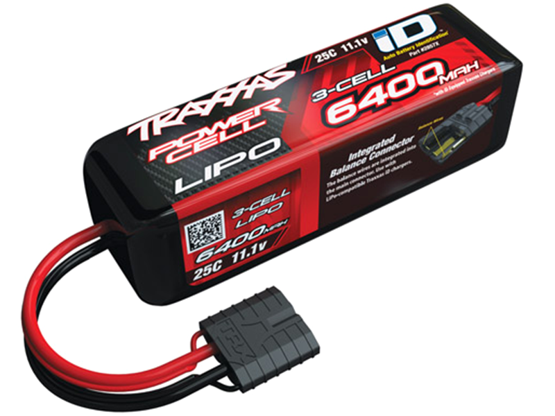 3 Cell 6400mAh 11.1V 25C Lipo Battery , w/TRA ID: 2857X