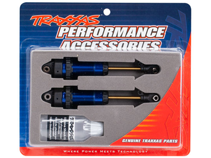 Shocks,GTR xxLong Blueanodized, w/TiN shafts<br>(fully assembled, w/o springs)(2): 7462
