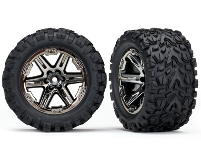 Talon EXT Tires & Blk Chrome Whls (2): 4WD F/R, 2WD Frt