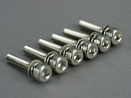 5142-Screws, 3x15mm caphead machine (hex drive) (with split and flat washers) (6)