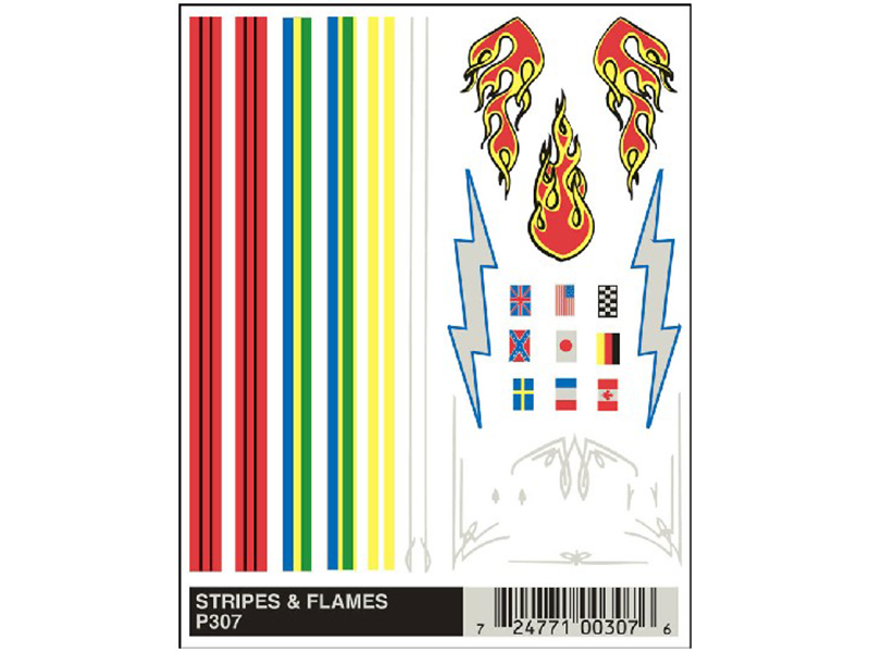 Woodland Scenics Pine Car Dry Transfer Stripes & Flames (P307)