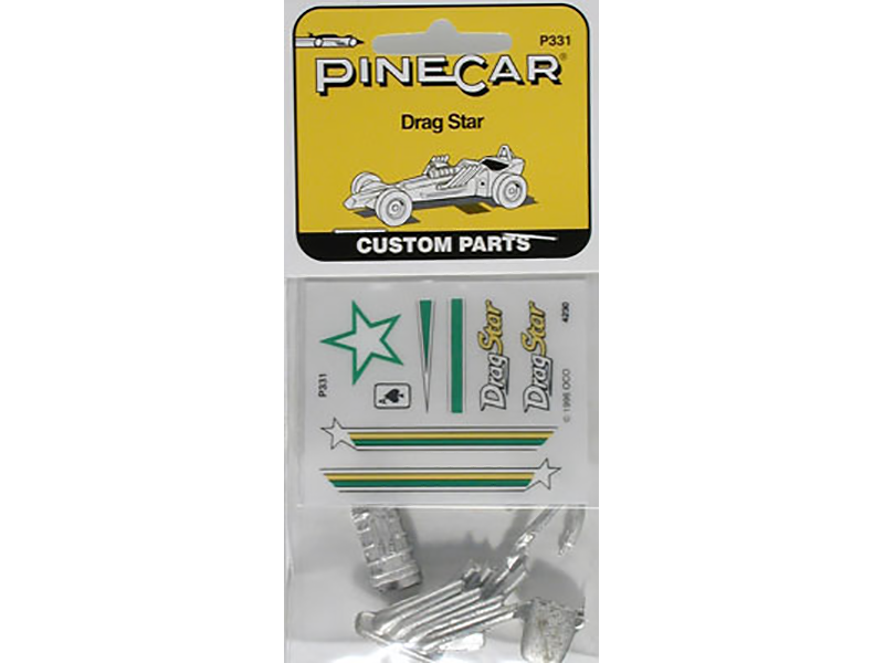 Pine Car Custom Parts w/Decals, Drag Star