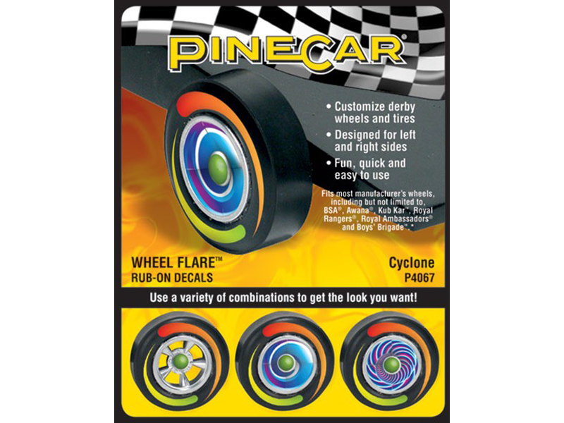 Pine Car Dry Transfer Wheel Flare   Fire Ball