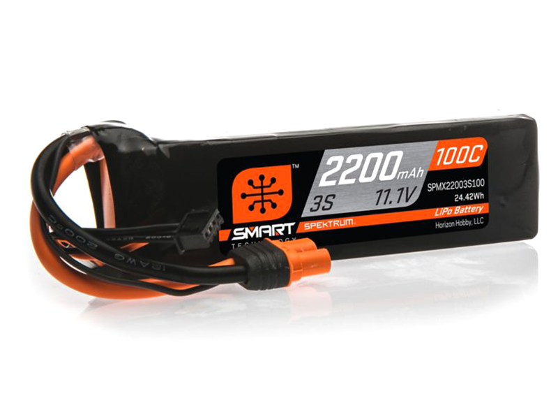 Spektrum 3 Cell 2200mAh 11.1V 100C Smart G1 LiPo with IC3 (SPMX22003S100)