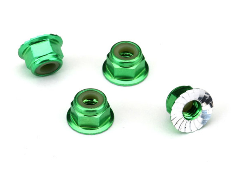 Nuts, 4mm (4) Green Alum: 1747G
