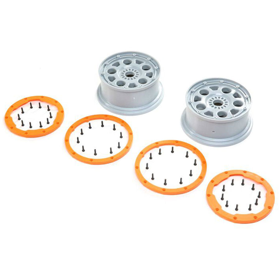 Silver and Orange Beadlock Wheels (2): DBXL-E 2.0