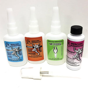 Mercury Adhesives 4 Pc Starter Pack with Activator/accelerator