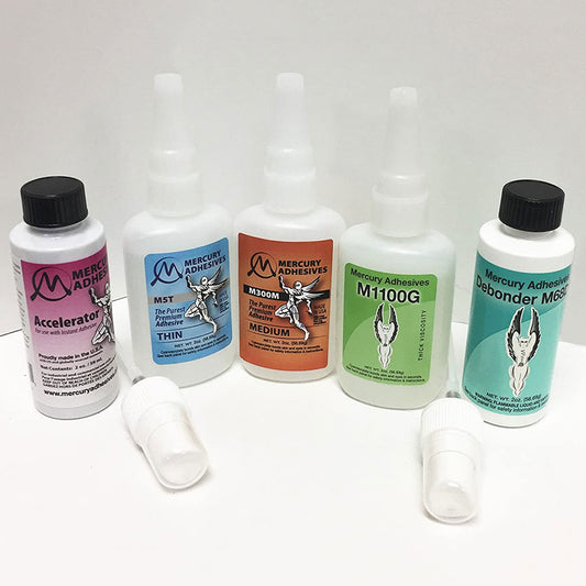 Mercury Adhesives 5 Pc Starter Pack with Activator/accelerator