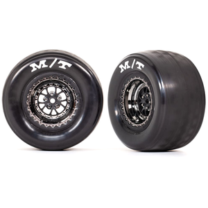 Traxxas Tires and Wheels, Rear, Assembled, Weld Wheels Black Chrome (9475X)
