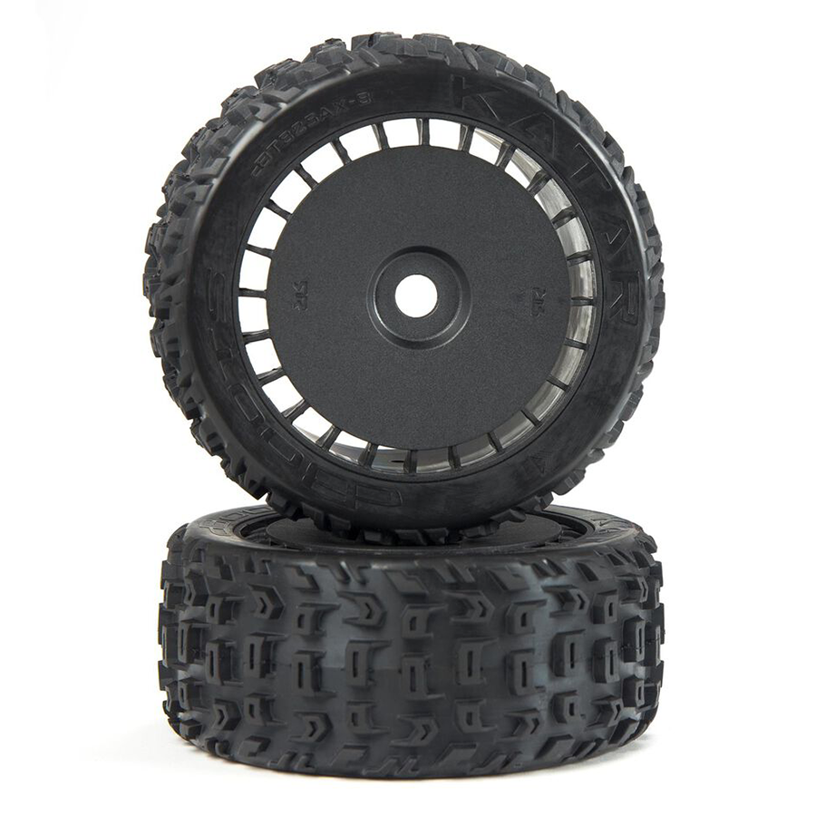 ARRMA dBoots Katar T Belted 6S Tire Set, Glued – Black (2) F/R for Talion (ARA550097)