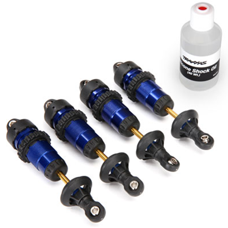 Traxxas GTR Aluminum Shocks (2) – Blue, without Springs for Jato, Revo / T-Maxx (Nitro), Slayer & XO-1 (5460A)