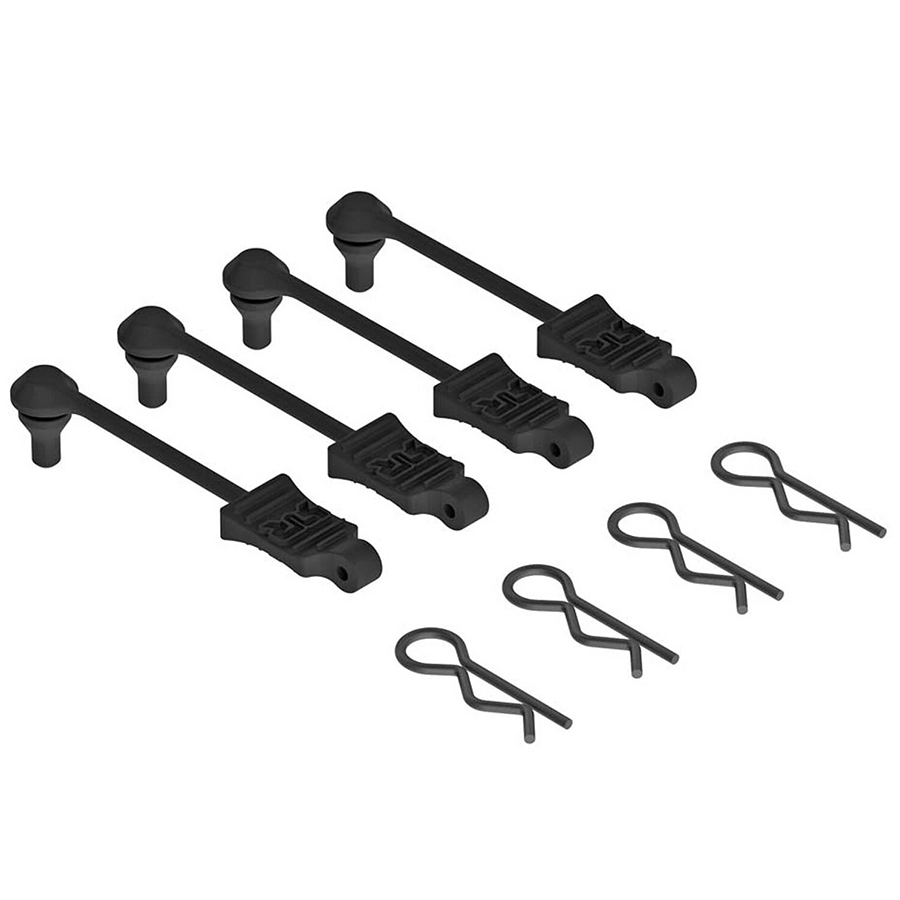 Body Clip Retainer 1/10 Scale Black (4): ARAC3445