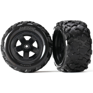 LaTrax Teton Black 5-Spoke wheels and Tires (2) (7672)
