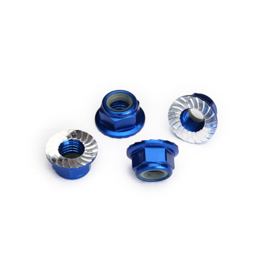 Nuts, Flanged, Locking, Blue, 5mm (4): 8447X