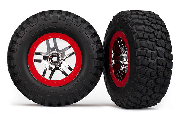Tires & Wheel Chrome, Red (2), Slash 2WD: Frt