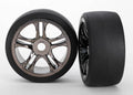 Traxxas Rear Black Chrome Wheels & Belted S1 Slick Tires (2) (6477)