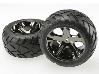 AllStar Black Chrome Wheels w/ AnacondaTires (2): Rear : 3773A