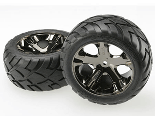 AllStar Black Chrome Wheels w/ AnacondaTires (2): Rear