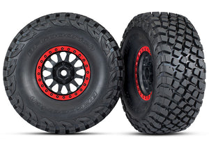 Traxxas Tires and Wheels Assembled (Method Race Wheels, black and red) (2) (8474)