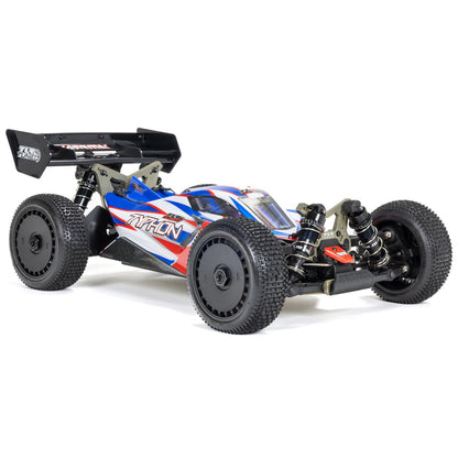 1/8 TLR Tuned TYPHON 6S 4WD BLX Buggy RTR, Red/Blue: ARA8406