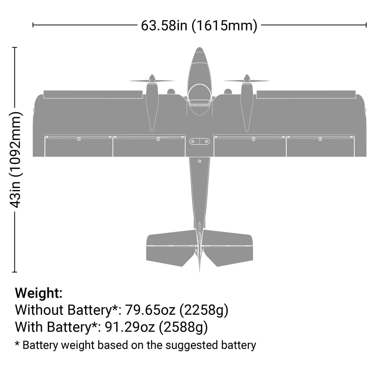 E-flite Twin Timber 1.6m BNF Basic with AS3X and SAFE Select (EFL23850)
