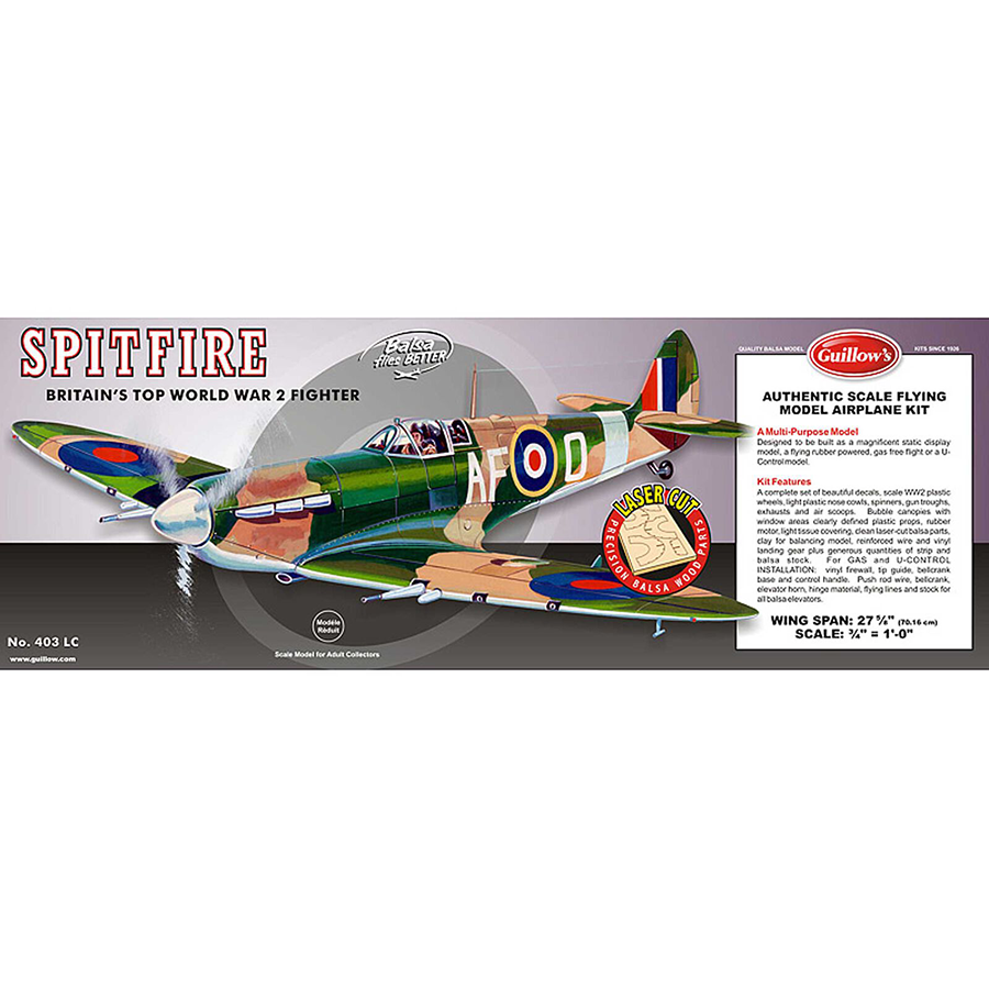 1/16 Supermarine Spitfire Laser Cut Kit, 27-5/8