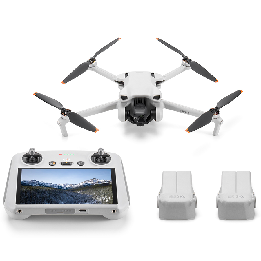 DJI Mini 3, 4K HDR Camera Drone, Fly More Combo w/DJI-RC Screen Controller