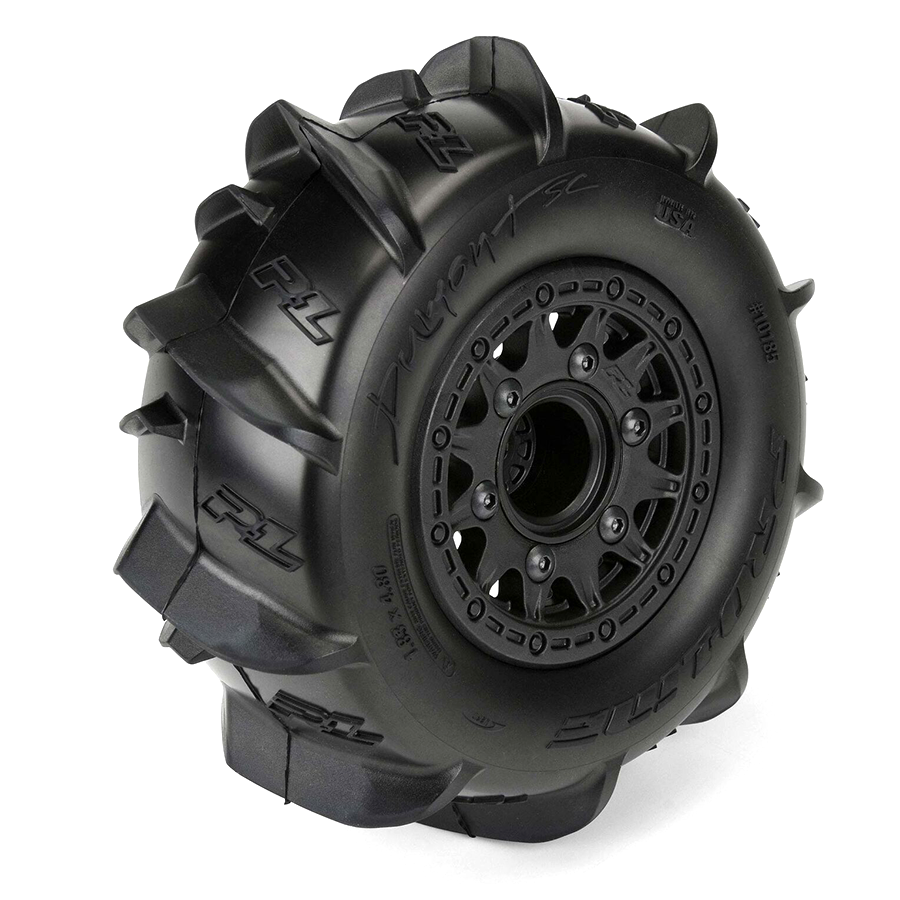 1/10 Dumont Front/Rear 2.2"/3.0" SC Mounted 12mm Black Raid (2): 10185-10