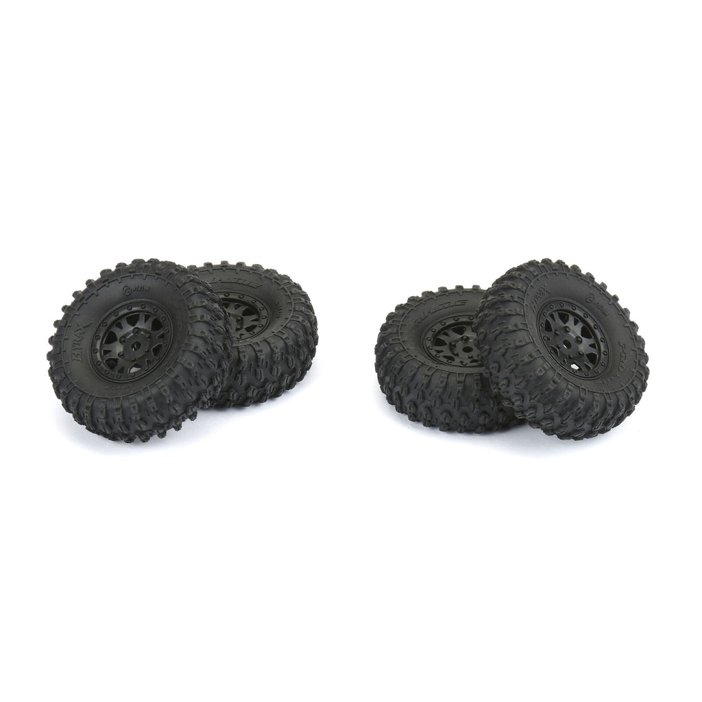 Pro-Line 1/24 Hyrax Front/Rear 1.0" Tires Mounted 7mm Black Impulse (4): SCX24 (10194-10)